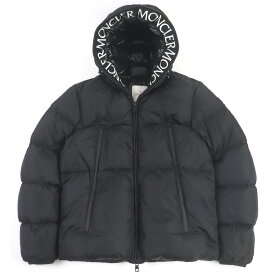 美品 MONCLER モンクレール 19-20AW MONTCLA ロゴエンブロイダリー ワッペン フーデッド ダウンジャケット ブラック 3 イタリア製 正規品 メンズ【中古】