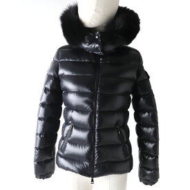 美品 MONCLER モンクレール 2019年製 BADYFUR バディファー ロゴワッペン・フォックスファー・フード付 ダウンジャケット ブラック 0 イタリア製 国内正規品 レディース【中古】