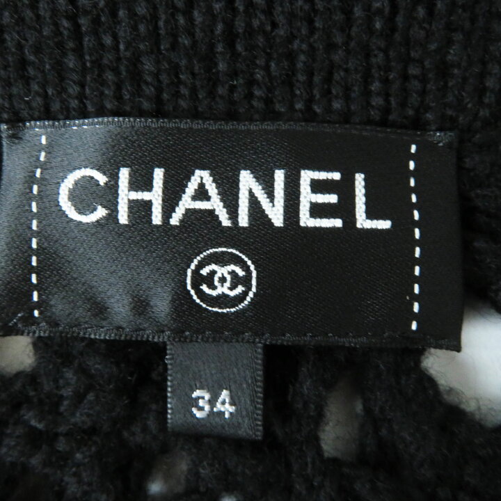 楽天市場】極美品 CHANEL シャネル P72095 カシミヤ100％ ビジュー付き 