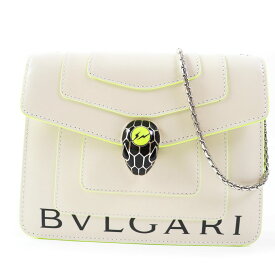 未使用品 BVLGARI ブルガリ フラグメント コラボ 289525 セルペンティ レザー ショルダーバッグ ライトベージュ ネオンイエロー ブラック 箱・保存袋付き イタリア製 レディース【中古】