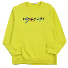 【ドンドン見直し】良品 GIVENCHY ジバンシィ BMJ03C30AF シグネチャーロゴ刺繍 プルオーバー 長袖 スウェット トレーナー イエロー L 正規品 メンズ【中古】