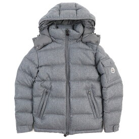 極美品△MONCLER モンクレール 2021年製 ウール100% MONTGENEVRE モンジュネーヴル ロゴパッチ・フード付き ダウンジャケット グレー 00 イタリア製 正規品 メンズ【中古】