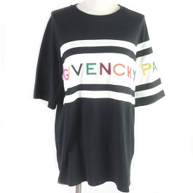 美品□GIVENCHY ジバンシィ 20SS BW706V3Z1X コットン100％ レインボーロゴ エンブロイダリー カットソー 半袖Tシャツ ブラック S 正規品 レディース【中古】