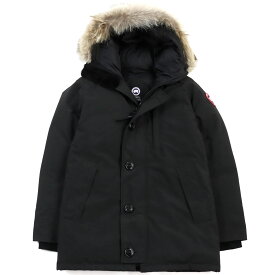 美品○CANADA GOOSE カナダグース 3020400040 JASPER PARKA ジャスパーパーカー 3438JM コヨーテファー ロゴワッペン付 ダブルジップ フーデッド ダウンジャケット ブラック S カナダ製 正規品 メンズ【中古】