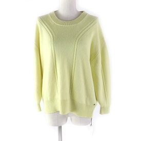 未使用品★HERMES エルメス 2022AW 2H2603D1 カシミヤ100％ セリエボタン付 クルーネック 長袖 オーバーサイズ セーター/ニット イエロー 38 英国製 正規品 レディース【中古】