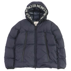 良品□MONCLER モンクレール 20-21AW MONTCLA フードロゴエンブロイダリー 刺繍 ロゴワッペン WZIP フーデッド ダウンジャケット ネイビー 2 正規品 メンズ【中古】