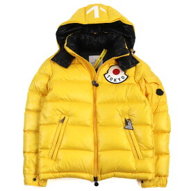 美品○MONCLER GENIUS モンクレール ジーニアス 19-20AW E20964036750 68950 MAYA GIUBBOTTO マヤ HOUSE OF GENIUS TOKYO限定 ロゴパッチ/ロゴエンボス ダブルジップ フーデッド ダウンジャケット イエロー 0 ハンガー・ガーメント付き イタリア製 正規品 メンズ【中古】