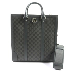 未使用品▼GUCCI グッチ 731793 オフィディア ミディアム GGスプリーム レザー使い 2WAY トートバッグ グレー シルバー金具 保存袋付き イタリア製 メンズ【中古】