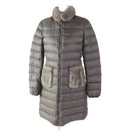 美品◎MONCLER モンクレール ANCY 襟・ポケット ミンクファー使い ロングダウンコート ブラウン系 1 正規品 レディース【中古】