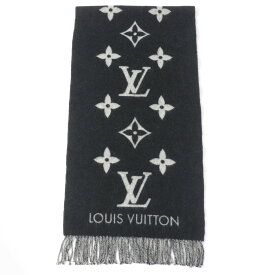 美品☆LOUIS VUITTON ルイヴィトン M71040 マフラー・レイキャビック カシミヤ100％ ノワール フリンジ付 ショール 英国製 レディース【中古】