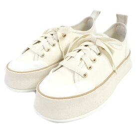 極美品□Max Mara マックスマーラ 24SS 4761034106001 SPRING SNEAKER キャンバス 厚底 キャンバス ローカットスニーカー アイボリー 35 箱・保存袋付き レディース【中古】