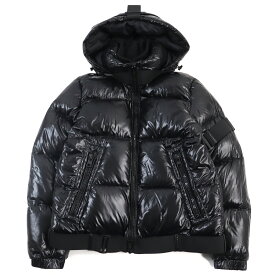 極美品○MONCLER モンクレール CRAIG GREEN クレイググリーン C209H4030700 68950 BROOK GIUBBOTTO ロゴテープ付き フーデッド ダブルジップ ダウンジャケット ブラック 2 メンズ【中古】