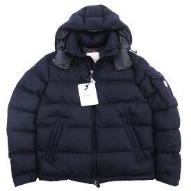 極美品●MONCLER モンクレール 2019年製 MONTGENEVRE モンジュネーブル ロゴワッペン付き ウールダウンジャケット ネイビー 3 ハンガー・ガーメント付き 正規品 メンズ【中古】