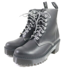 未使用品□Dr.Martens ドクターマーチン SHRIVER HI CS レザー 厚底 レースアップ ヒールブーツ アンクルブーツ ブラック 5 箱付き レディース【中古】