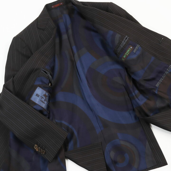 楽天市場】美品○ETRO エトロ 裏地シルク100％・総柄 ストライプ柄 