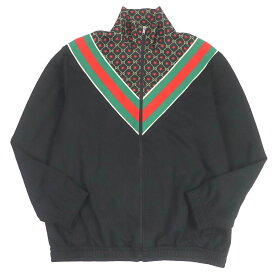 極美品□GUCCI グッチ 575734 GGスター ウェブライン ジャージ トラックジャケット ブルゾンジャケット ブラック M イタリア製 正規品 メンズ【中古】