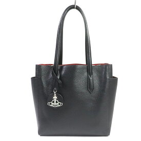 極美品▼Vivienne Westwood ANGLOMANIA ヴィヴィアンウエストウッド アングロマニア 42050032 RACHE LSMALL SHOPPER BAG レザー オーブチャーム付き トートバッグ ブラック シルバー金具 イタリア製 レディース【中古】