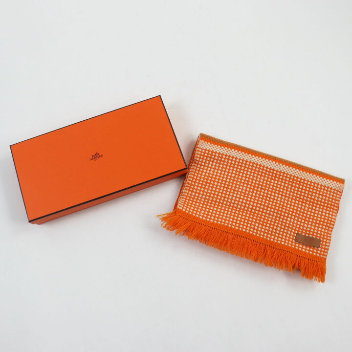 楽天市場】極美品○HERMES エルメス カシミヤ100％ ラムレザーロゴタグ