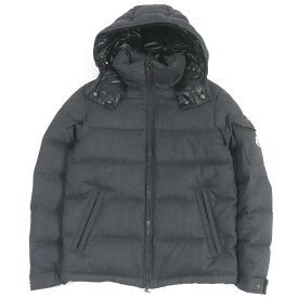 美品□MONCLER モンクレール MONTGENEVRE モンジュネーブル ウール ロゴワッペン WZIP フーデッド ダウンジャケット グレー 0 国内正規品 メンズ【中古】