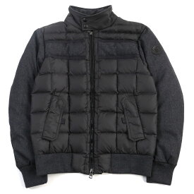 極美品○MONCLER モンクレール C20914030885 53227 ARAMIS GIUBBOTTO ロゴワッペン付き スタンドカラー ウール切替 ダブルジップ ダウンジャケット グレー 0 メンズ【中古】