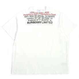 極美品▼BURBERRY バーバリー 22SS 8048323 コットン100% ロケーションプリント クルーネック 半袖Tシャツ ホワイト L 正規品【中古】