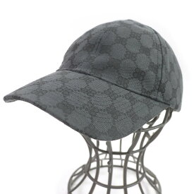 美品□BALENCIAGA バレンシアガ GUCCI グッチ 680717 ハッカープロジェクト HACKER CAP BBロゴ総柄 帽子 ベースボールキャップ グレー L 箱・保存袋付き イタリア製 正規品 メンズ【中古】