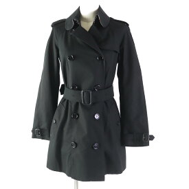 未使用品◎Burberry Prorsum バーバリープローサム 裏ノバチェック柄 ショート トレンチコート ブラック 34 英国製 正規品 レディース【中古】