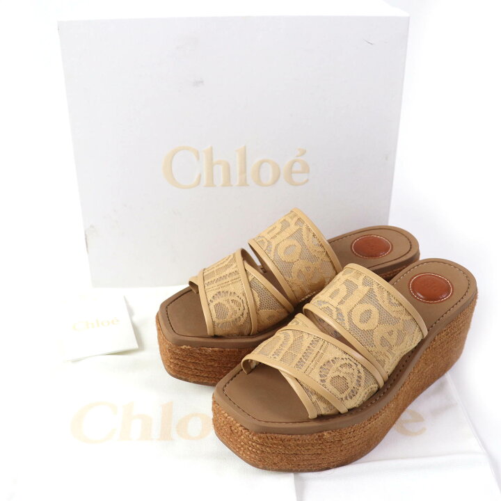 楽天市場】極美品△Chloe クロエ WOODY フラワーレース ジャガードロゴ  