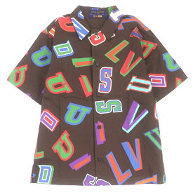 未使用品□LOUIS VUITTON ルイヴィトン 21AW コットン NBAコラボ バスケットボール レター 半袖 オーバーシャツ ブラウン XS イタリア製 正規品 メンズ【中古】