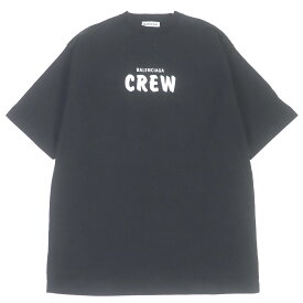 美品□BALENCIAGA バレンシアガ 20SS 620941 コットン100% CREWロゴプリント ショートスリーブ 半袖Tシャツ ブラック XS イタリア製 正規品 メンズ【中古】