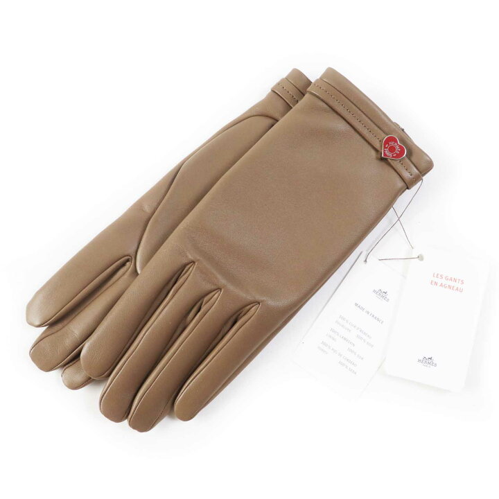 エルメス レザー手袋 新品 ブラウン サイズ7試着のみ 内側シルク 箱  