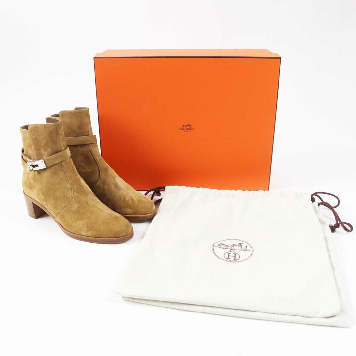 未使用 エルメス HERMES レディース ケリー ショートブーツ スエード 