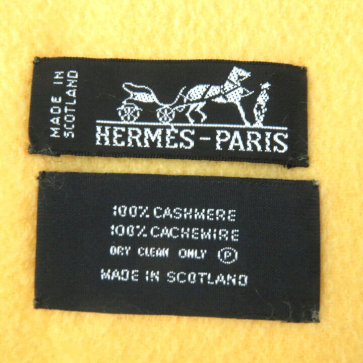 楽天市場】美品△HERMES エルメス カシミヤ100％ ロゴ刺繍 フリンジ  