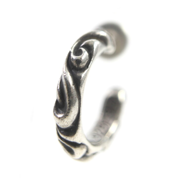 美品□CHROME HEARTS クロムハーツ スクロール SV925 ポスト14K フープ  