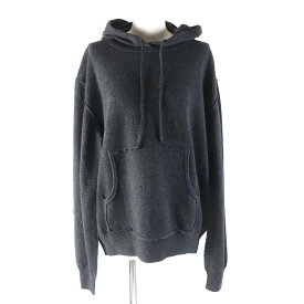 未使用品★Maison Margiela メゾンマルジェラ 24SS S51GU0132 ウール カシミヤ混 クラッシュ加工 ニットプルオーバー パーカー チャコールグレー S 正規品 レディース【中古】