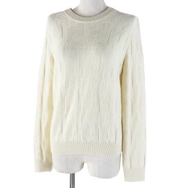 極美品◎HERMES エルメス 24SS 4E2610D3 ウール100％ Hモチーフ柄 長袖 ニットプルオーバー アイボリー 38 イタリア製 レディース【中古】
