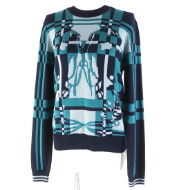 未使用品◎HERMES エルメス 23AW 3H2620DD ブリッド・ドゥ・ガラ・タータン カシミヤ100％ 長袖 ニット マルチ 38 イタリア製 正規品 レディース【中古】