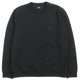 未使用品△FENDI フェンディ FY0178 コットン100％ FFロゴビーズ装飾 長袖 トレーナー スウェット ブラック XL イタリア製 正規品 メンズ オススメ◎【中古】