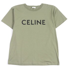 未使用品□CELINE セリーヌ 2X681671Q コットン ロゴプリント ショートスリーブ 半袖 ルーズTシャツ カーキ S イタリア製 正規品 メンズ【中古】