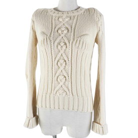 極美品◎Maison Margiela メゾンマルジェラ S29GP0024 ウール100％ ケーブル編み 長袖 ニット アイボリー S イタリア製 正規品 レディース【中古】