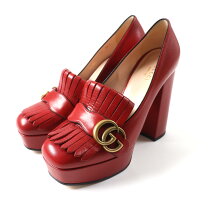 GUCCI * 赤 ホースビット チャンキーヒール パンプス