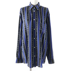 極美品★BALENCIAGA バレンシアガ 20SS 658956 ロゴボタン付 ストライプロゴ オーバーサイズ 長袖シャツ マルチ 34 正規品 ユニセックス【中古】