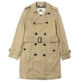 美品▼BURBERRY LONDON バーバリーロンドン 3789914 裏地チェック柄 ロゴ入りボタン トレンチコート ベージュ 46 ガーメント付き メンズ【中古】