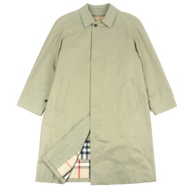 良品▼BURBERRY LONDON バーバリーロンドン 裏地ノバチェック柄 カシミヤ混ライナー付き 比翼仕立て ロゴ入りボタン ステンカラーコート カーキ 94-175-6(Lサイズ相当) 日本製 正規品 メンズ【中古】