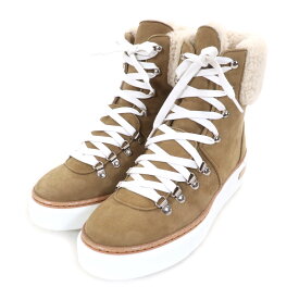 未使用品★HERMES エルメス 22AW フロコン レースアップ ムートン ハイカットスニーカー ブラウン 37.5 箱・保存袋付き イタリア製 レディース【中古】