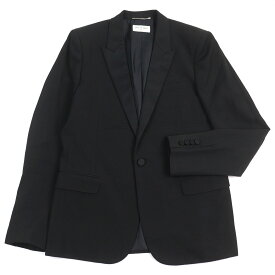 極美品○SAINT LAURENT PARIS サンローランパリ 2014年製 326807 ウール100% エディ期 ピークドラペル くるみボタン スモーキングジャケット ブラック 50 ガーメント付き イタリア製 正規品 メンズ【中古】