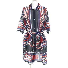 極美品★HERMES エルメス 23SS 3E3500DE コットン100％ ベルト付 カヌーパレオ チュニック ワンピース マルチ 36 フランス製 正規品 レディース【中古】