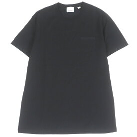 極美品□BURBERRY バーバリー 8083941 コットン100％ ロゴエンブロイダリー 刺繍 クルーネック 半袖Tシャツ ブラック S 正規品 メンズ【中古】
