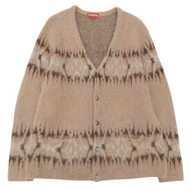 極美品▲Supreme シュプリーム 22AW Abstract Stripe Cardiginアブストラクト ストライプ モヘア混 カーディガン ブラウン系 L メンズ【中古】