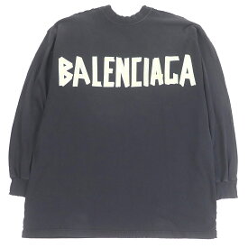 未使用品□BALENCIAGA バレンシアガ 24SS 791613 TAPE TYPE オーバーサイズ ダメージ加工ドッキングデザイン 長袖Tシャツ グレー ブラック 2 正規品 メンズ【中古】